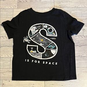 Black 'S is for Space' Graphic T-Shirt